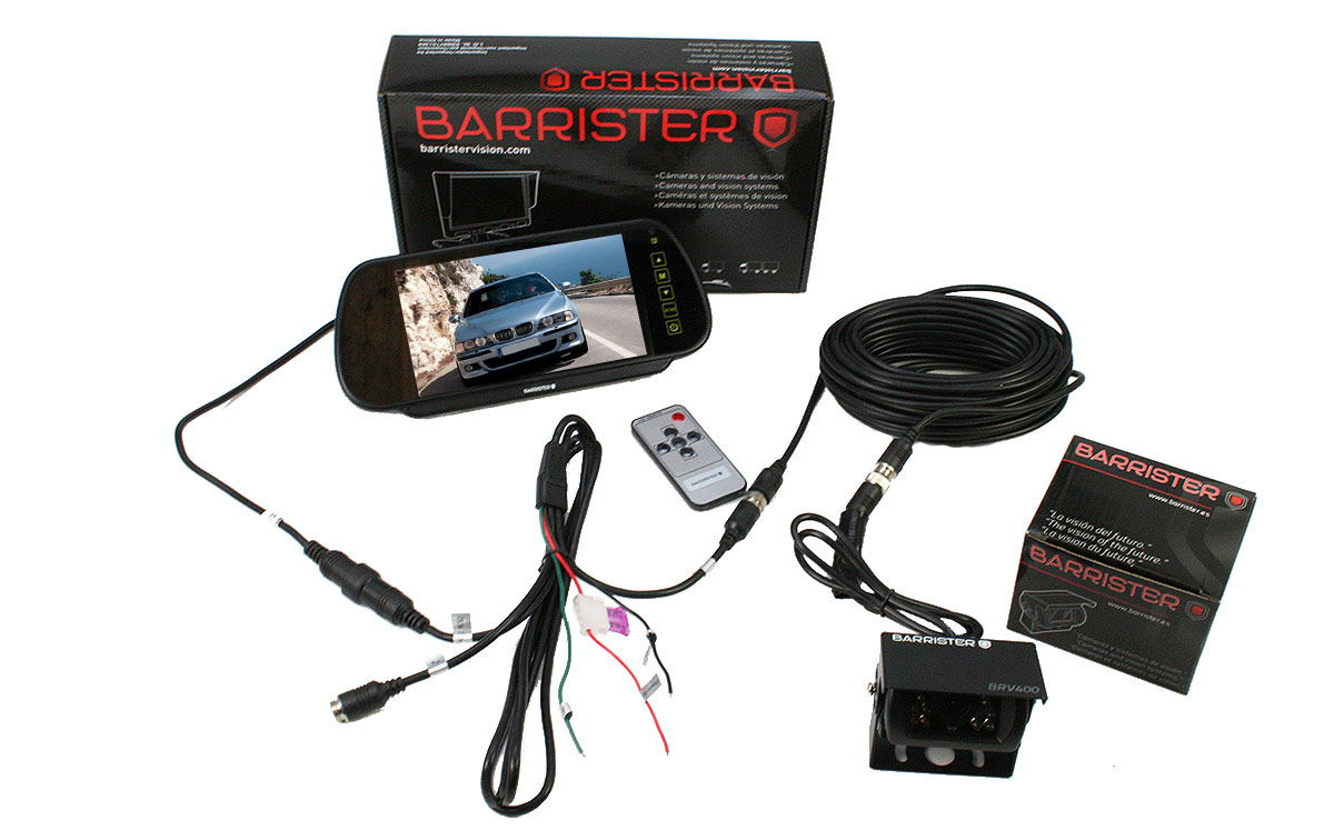 barrister brv-15 sistema retrovision monitor-retrovisor 7 pulgadas 1 cámara brv-400 10 metros cable alargador ca-10