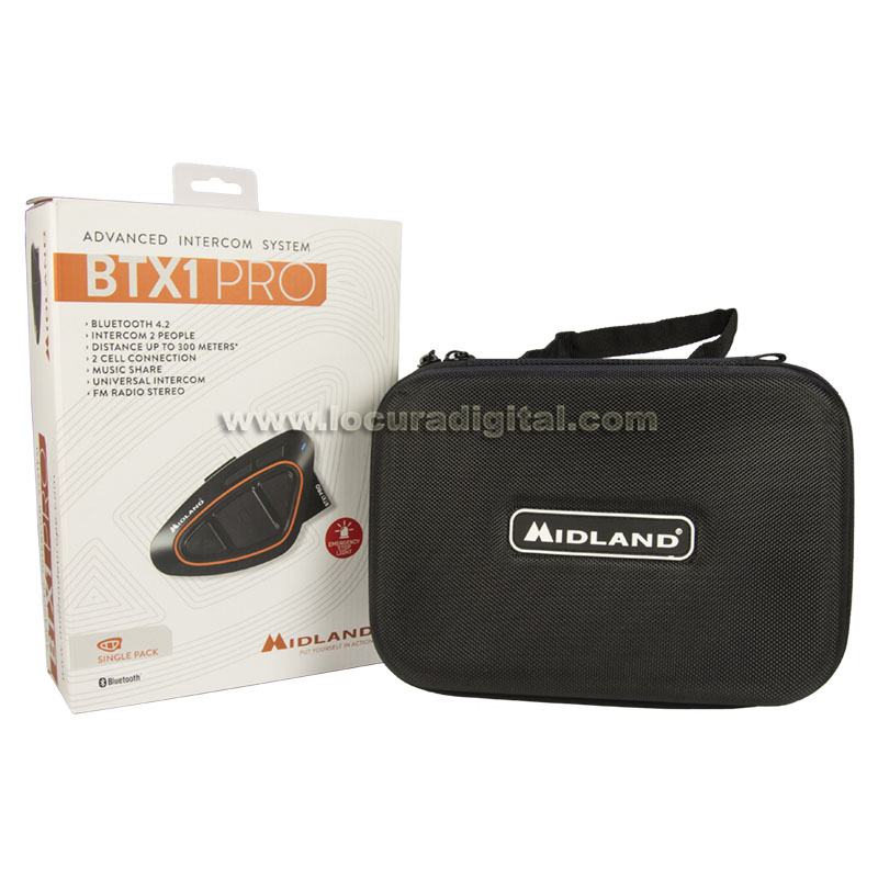 midland btx1 pro single intercomunicador universal bluetooth 4.2 con radio fm y rds