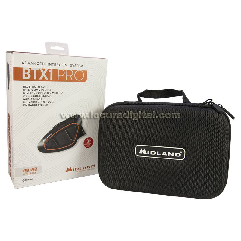 MIDLAND BTX1 PRO TWIN PILOTO y COPILOTO Intercomunicador universal Bluetooth 4.2 con radio FM y RDS