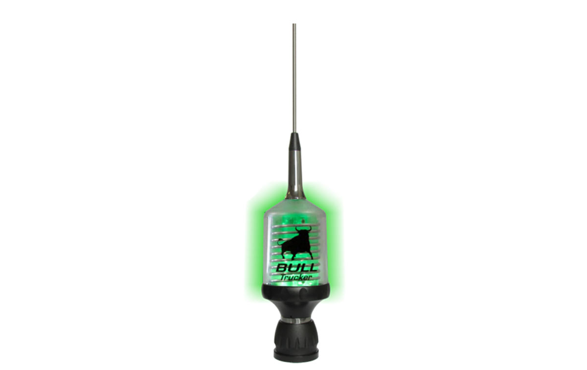 sirio bull trucker 3000 ri. antena cb 27 mhz de alto rendimiento led, antena se ilumina de color verde cuando se transmite.