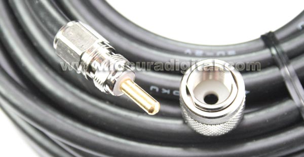 5DFB25 COMET VERY LOW LOSS coaxial cable with REMOVABLE PL CONNECTORS - 25 mts