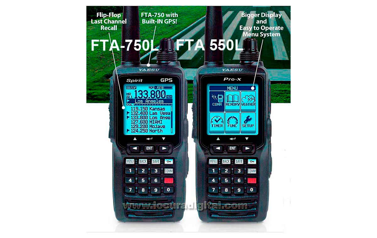 fta550l yaesu transceptor banda aerea 108 -136 mhz., 200 canales. vor e ils 