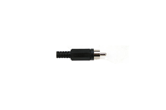 CON2073001 Conector RCA macho. Cubierta de plástico color NEGRO