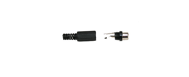 CON2073047 Conector RCA hembra aéreo. Cubierta de plástico color NEGRO