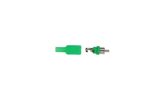 CON2073167 Conector RCA macho. Cubierta de plástico color VERDE