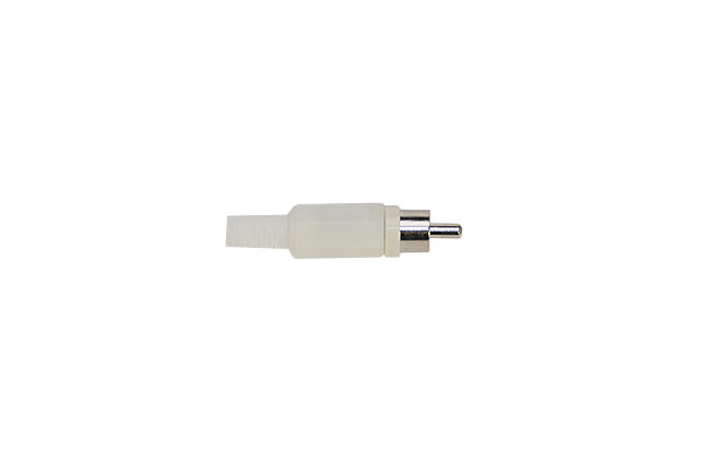 CON2073168 Conector RCA macho. Cubierta de plástico color BLANCO