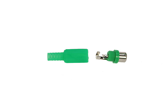 CON2073171 Conector RCA hembra aéreo. Cubierta de plástico color VERDE