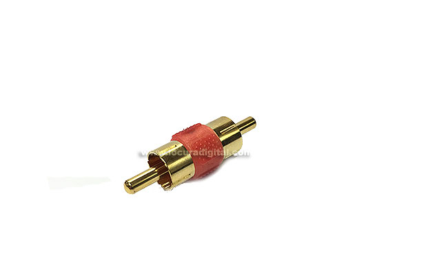 CON3916R Adaptador RCA Doble Macho dorado, Color Rojo