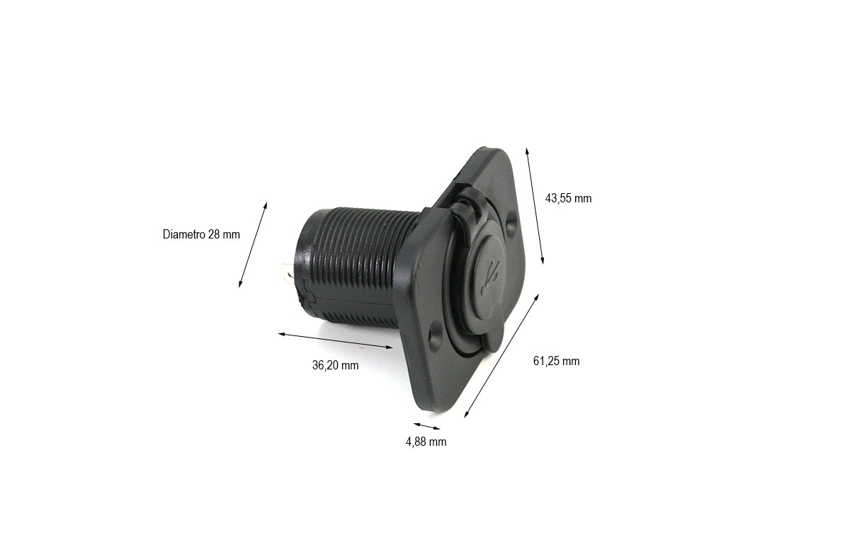 con4163 adaptador estanco ip65, 2 salidas usb 2.0 hembra para chasis 