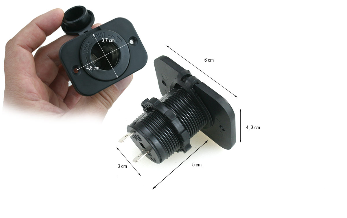 CON4398,Conector mechero hembra, Doble uso panel, tornillos o roscado