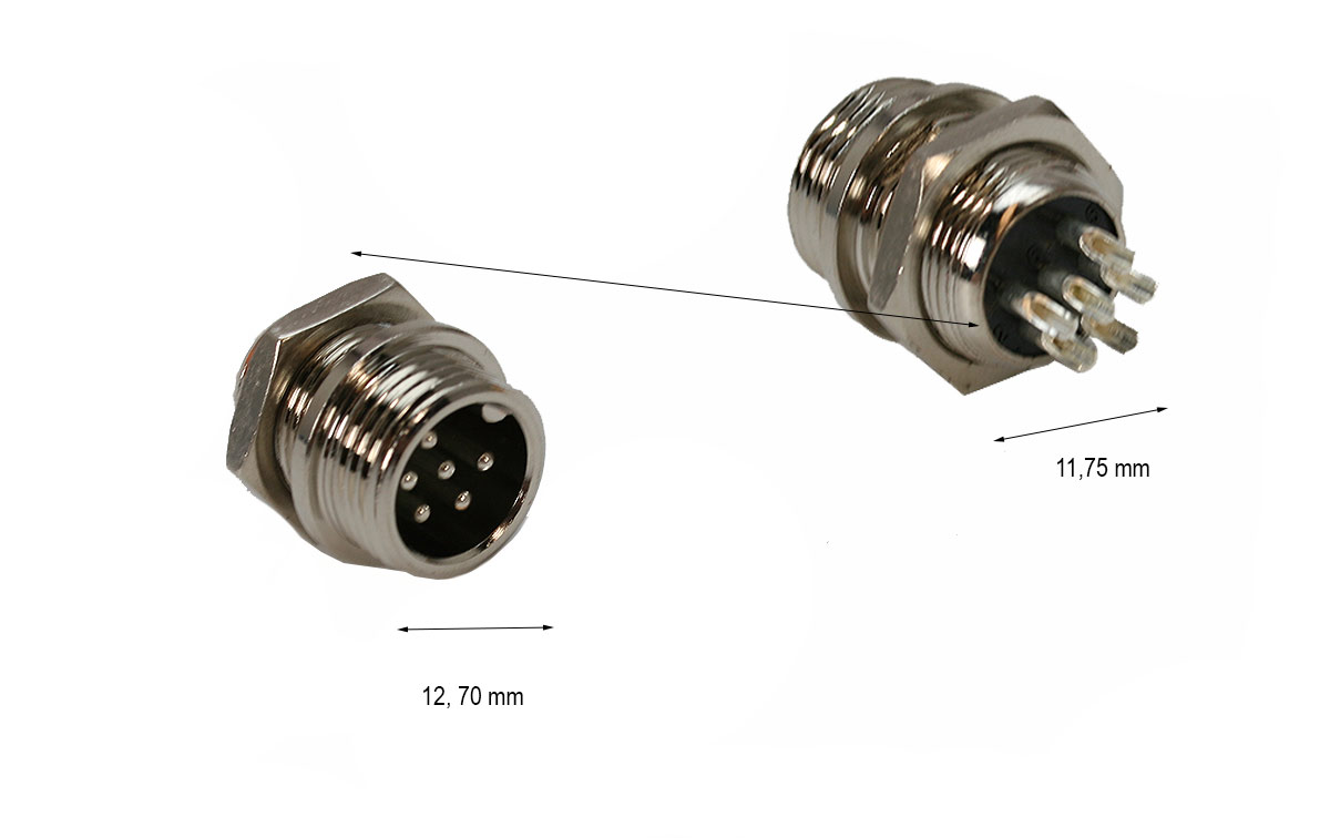 CONTH8600CH Conector chasi 6 pins para emisora TH8600 incluye tuerca.