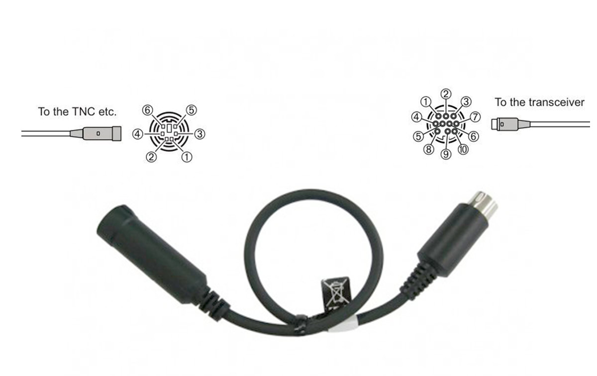 El YAESU CT-164 es un cable adaptador que convierte una toma Mini-DIN de 10 pines en una toma Mini-DIN de 6 pines 