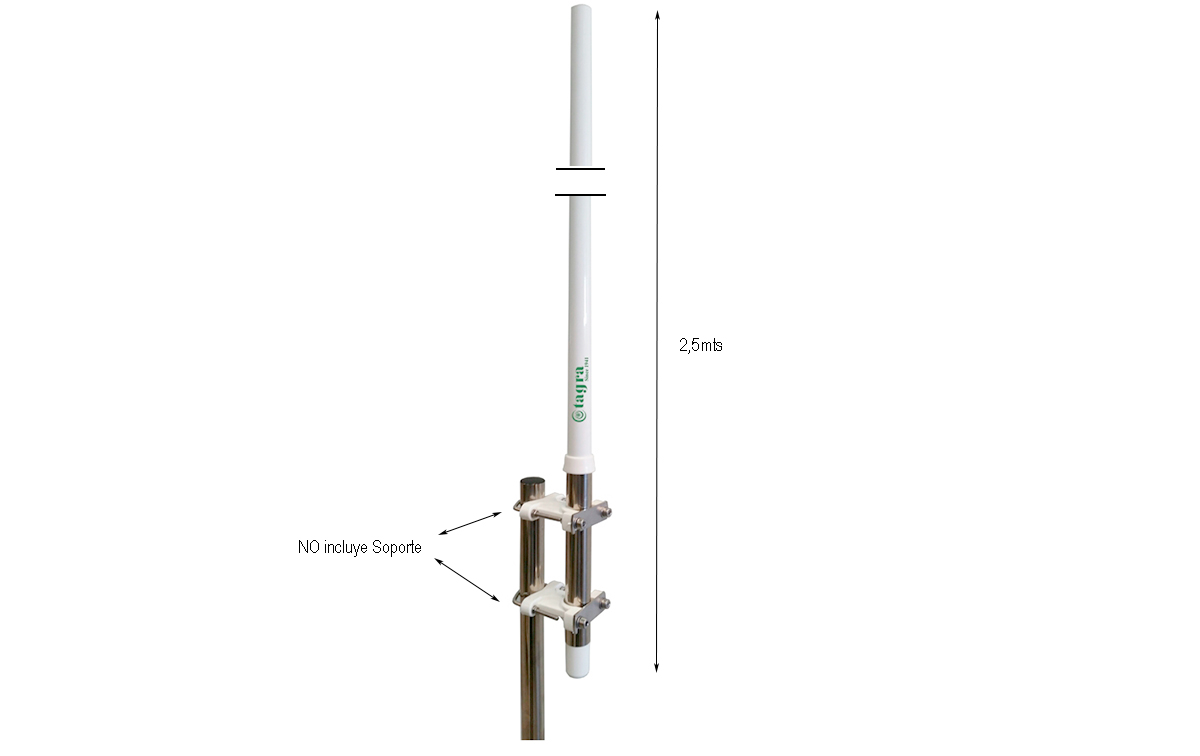 cvx6 grauta antena náutica vhf 156-162 mhz longitud 2-65 mts