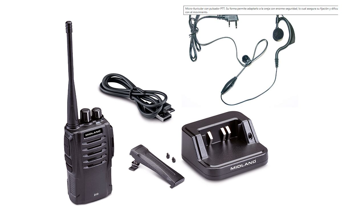 MIDLAND D-10 Walkie PMR446 Anal&oacute;gico y Digital dPMR446 USO LIBRE