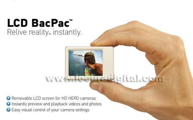 GoPro BAC PAC tela LCD traseira.