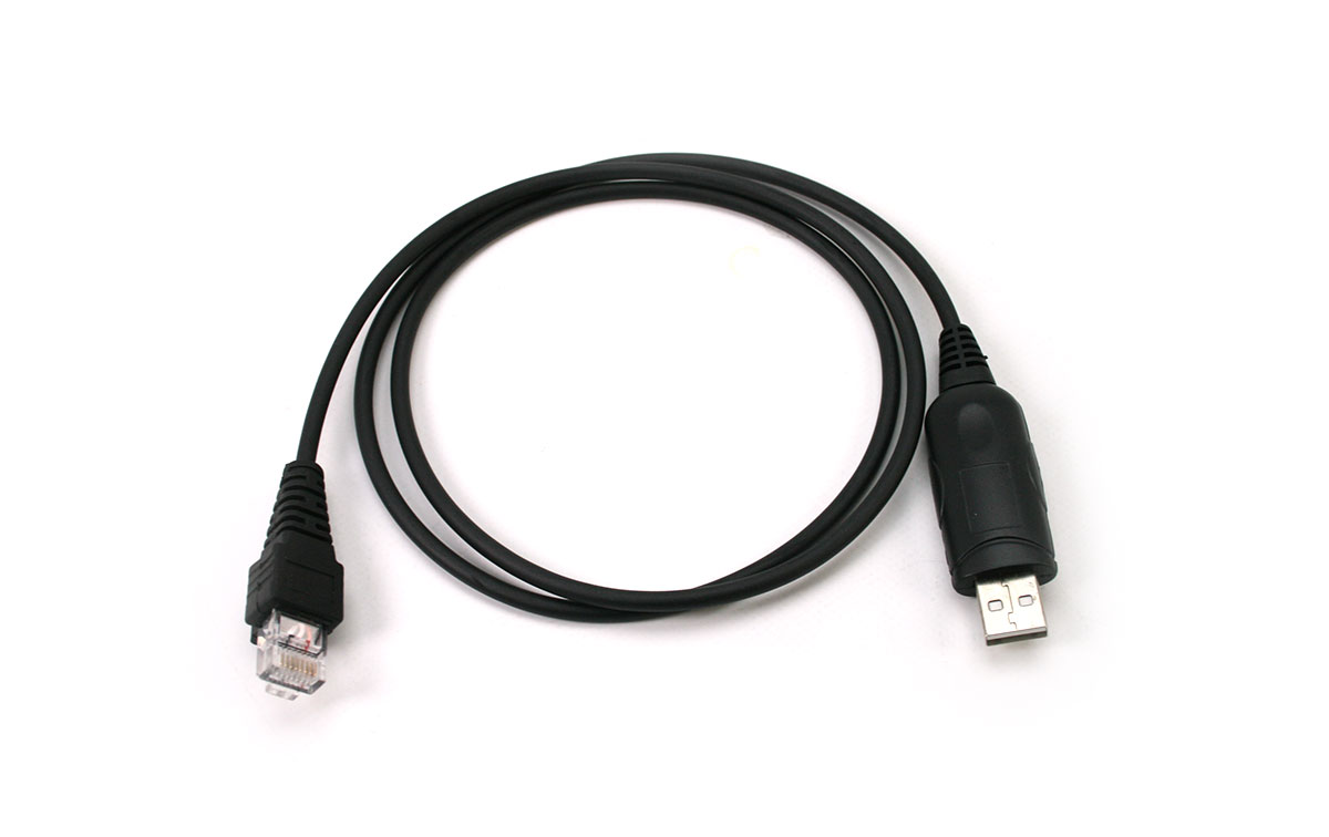 Cable programación emisora MALDOL DBD-25-DMR, longitud cable 1 mts con conector USB a conector RJ 14