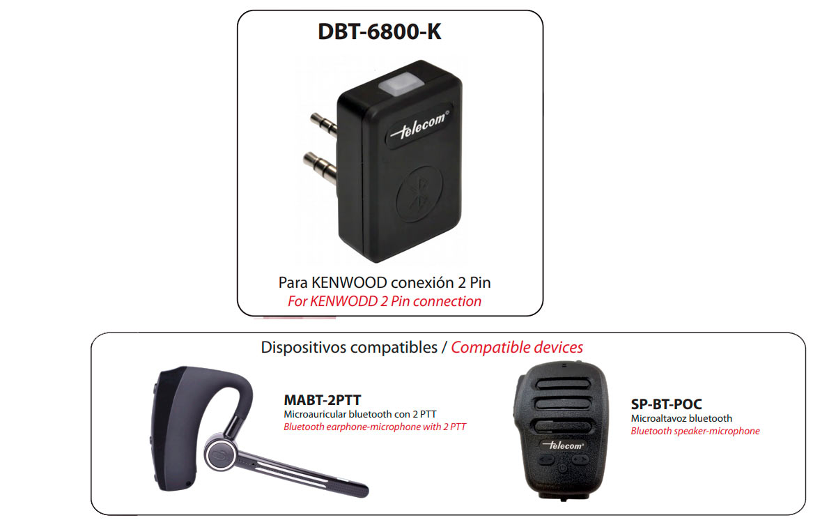 telecom dbt-6800k dongle bluetooth sp-bt-poc/mabt-2ptt walkies kenwood