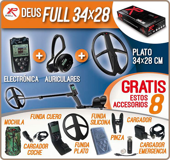 XP DEUS FULL 34 X 28 METAL DETECTOR PLATO DE 34 X 28 cm.