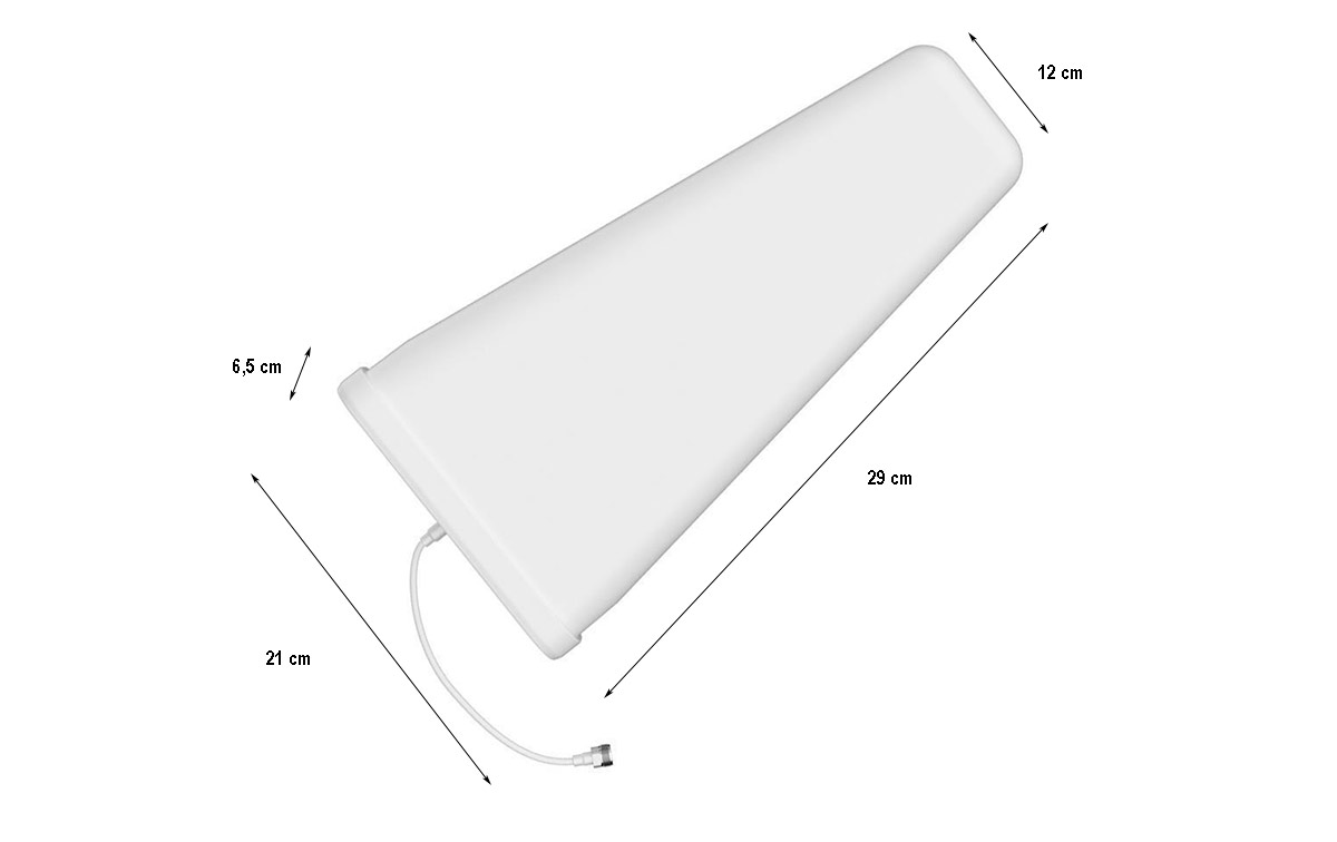 La antena D-ORIGINAL DX-ATOR-5B es una antena log periódica diseñada para abarcar diversas bandas de frecuencia utilizadas en sistemas de comunicación como GSM, DCS, 3G, LTE800, LTE2600, 5G y WiFi.