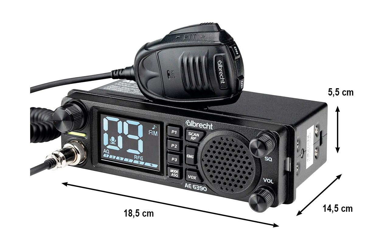 ALBRECHT AE 6390 CB Emisora CB 27 Mhz AM/FM VOX 12-24 volts. Altavoz frontal