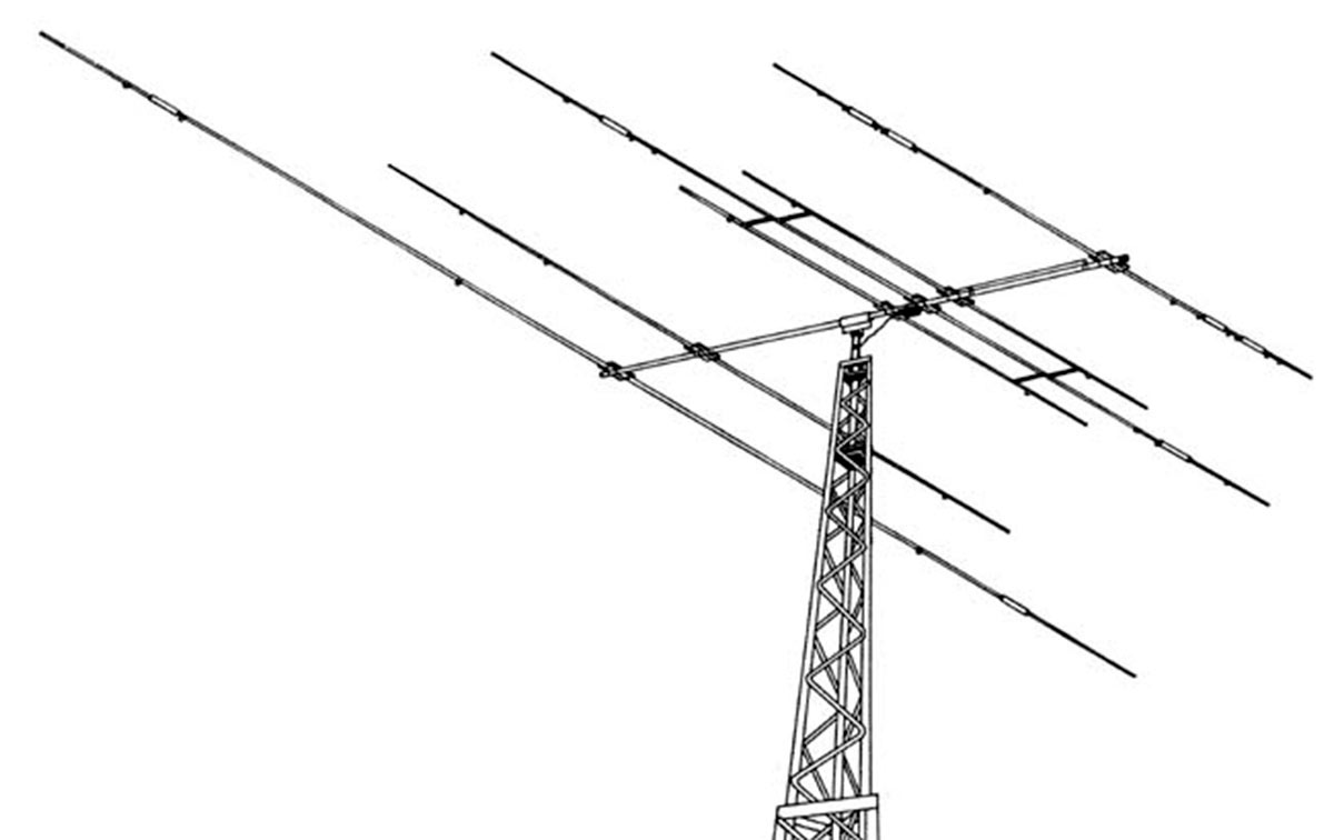 exp14 hy-gain antena 3 elementos explorer 14, tribanda 10/15/20 metros, con boom 4,3 m potencia maxima 1500 watios, ganancia maxima de 8,1 db 