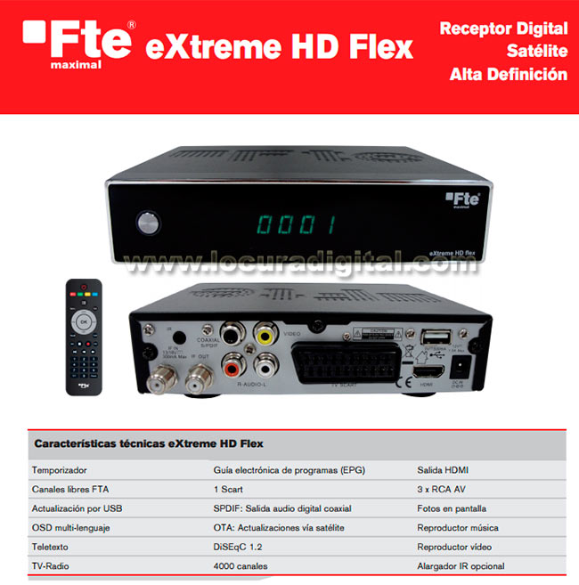 exhdflex fte extreme hd flex receptor satélite hd-12 y 220 volts