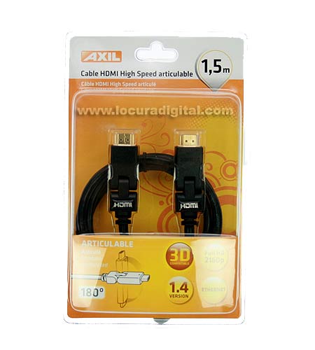 AXIL AV0738E FULL HD HDMI Cable High Speed, 1.4, 1.5 m articulable.