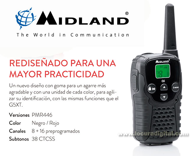 midland g 5c pareja de walkies uso libre pmr 446 dos pinganillos pin19 s