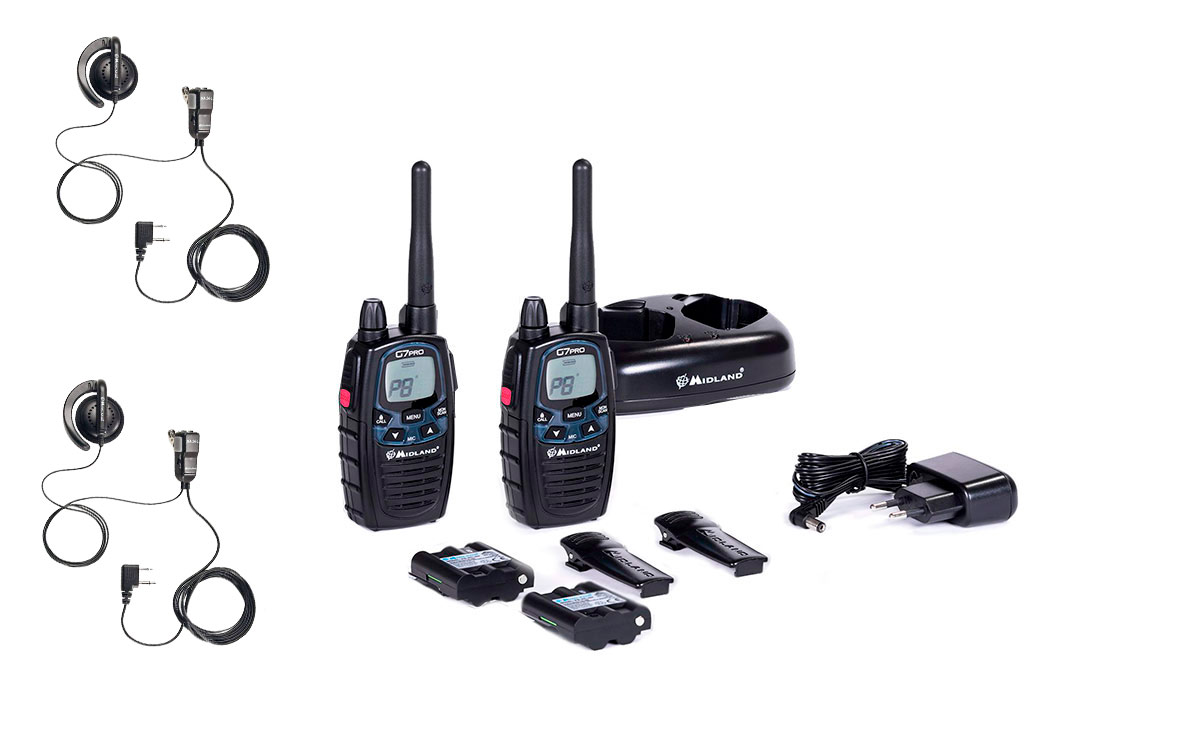 midland g7 pro pareja de walkie talkies completo uso libre pmr446 