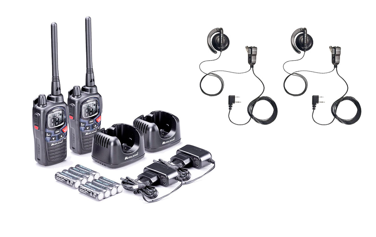 midland g9-pro work 2 pack 2 walkies talkies completos incluye 2 pinganillos midland ma-24l