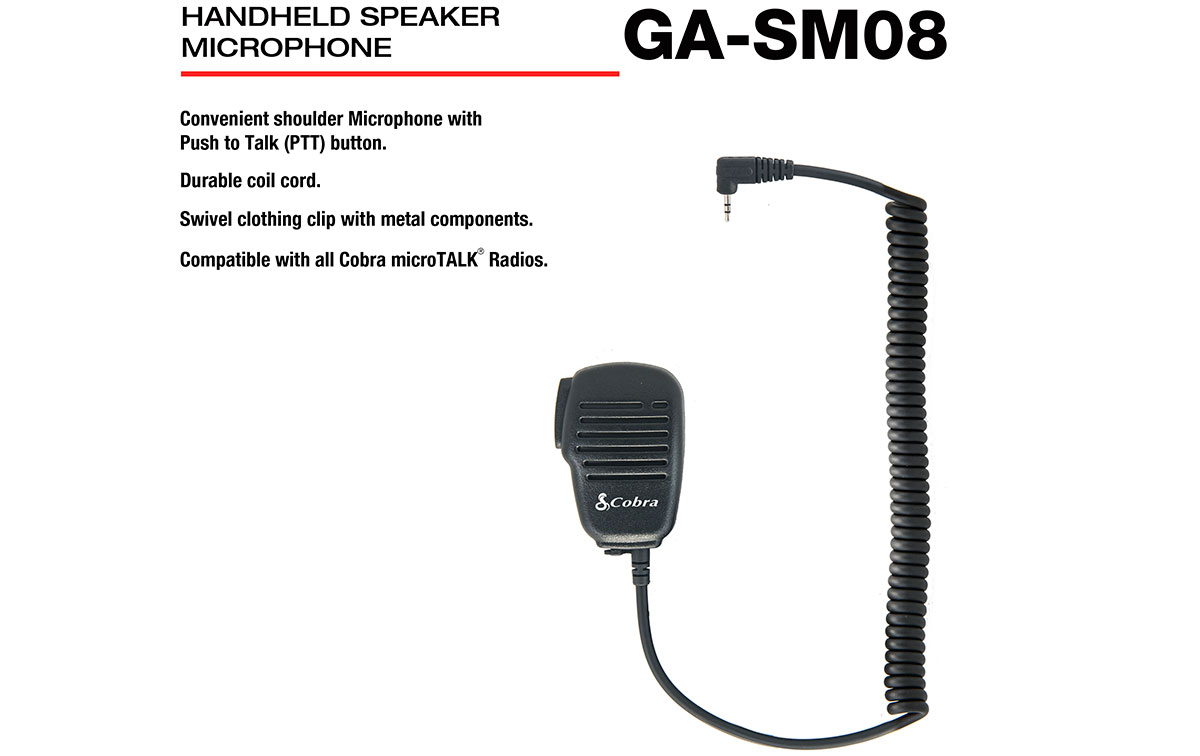 COBRA GA-SM08 micro altavoz con sistema PTT para walkies Cobra 