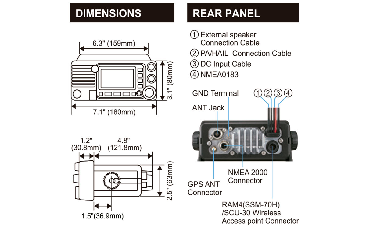 STANDARD HORIZON GX-2400-GPS-NMEA Emisora Nautica GPS. Color Negro 