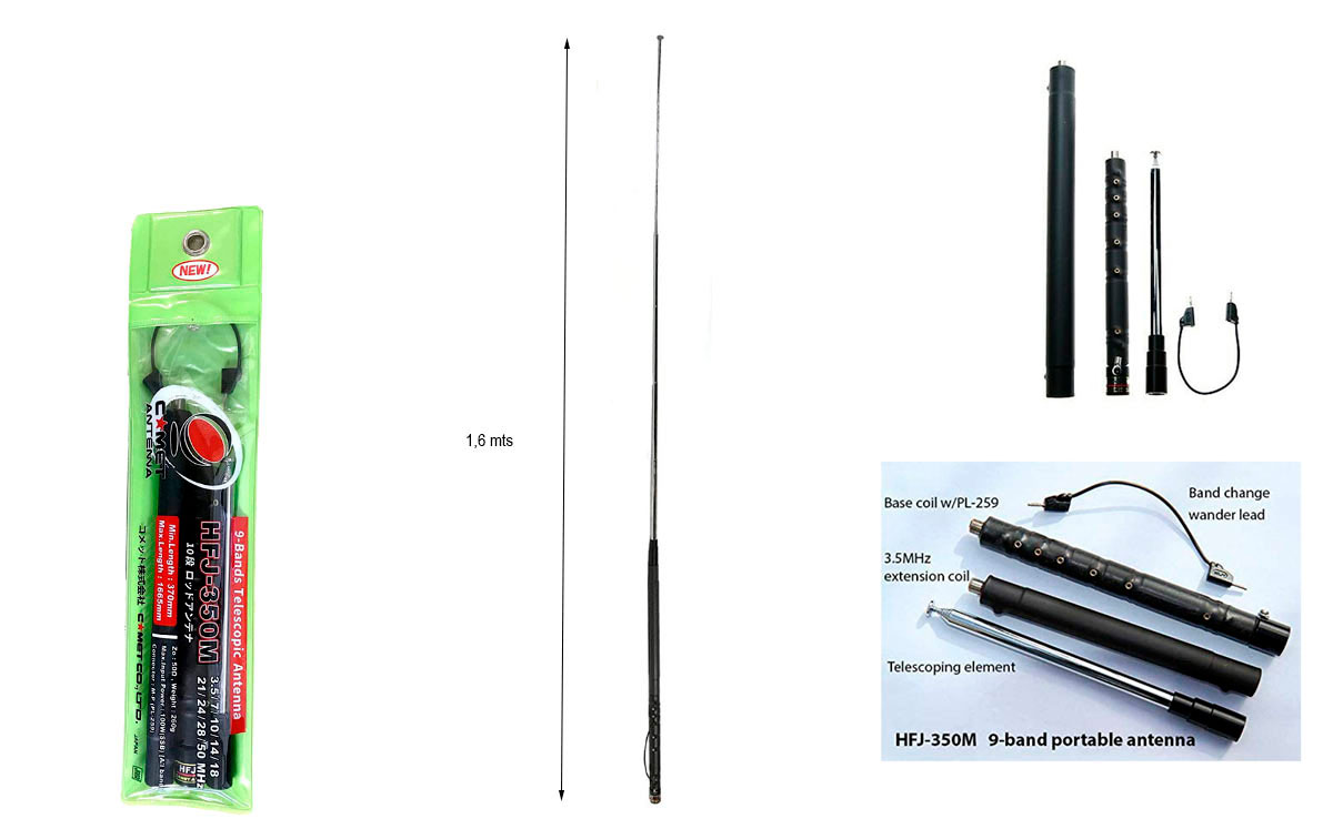 COMET HFJ-350M Antena telecópica portátil multibanda 9 bandas HF