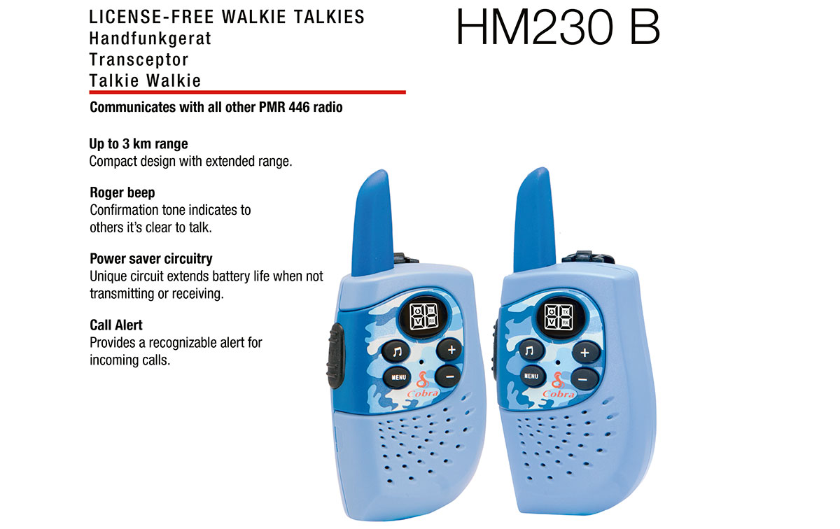 cobra hm-230blue pareja de walkies pmr