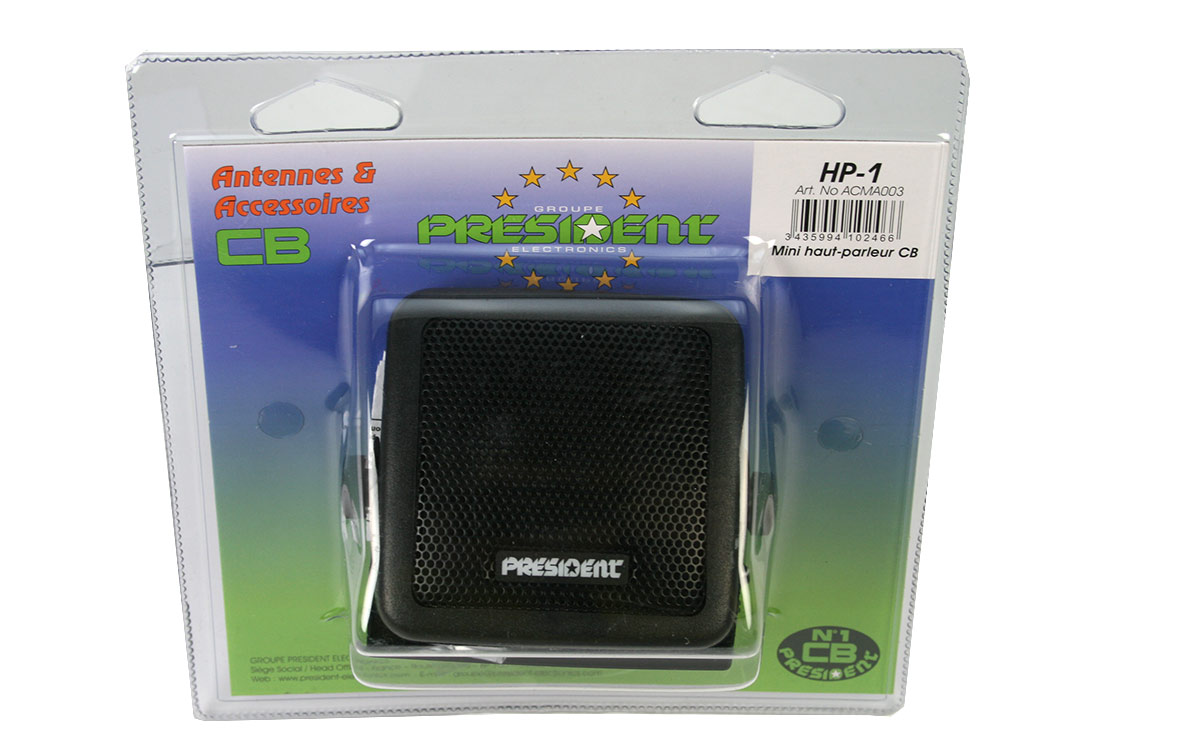 PRESIDENT HP-1 Altavoz externo 5 watios,Altavoz inclinado con soporte inclinable tamaño medido tamaño medido 8,5 x 8,5 x 6 cm Impedancia: 8 ohms Potencia: 3 watts Máx. Potencia: 6 watts Frecuencia: 500 hz - 5000 hz