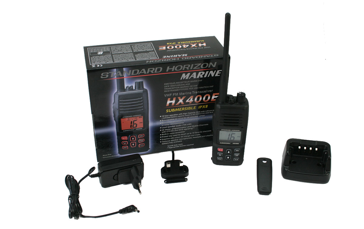 standard horizon hx-400-e walkie vhf banda marina ipx8 sumergible