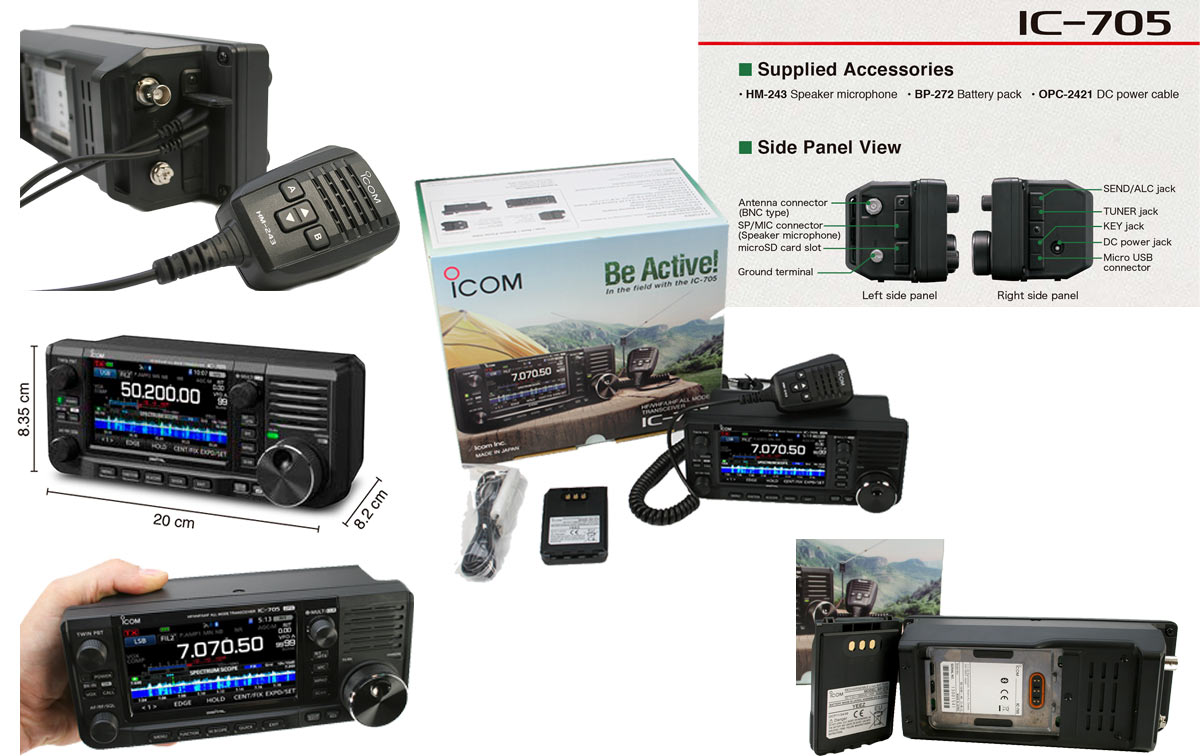 icom ic-705 transcetor base y portatil hf vhf/uhf 50-144- 430mhz -gps con 10 watios