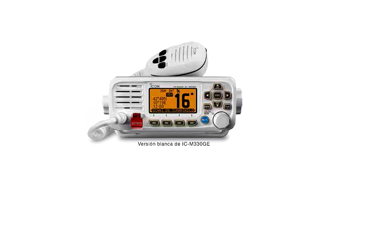 ICOM ICM330 GE Emisora Nautica VHF 156 162 mhz GPS IPX7 color Blanco