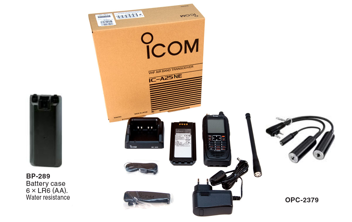 ica25ne icom walkie banda area vhf- 118 - 137 mhz. vor, gps, bluetooth, potencia 6w