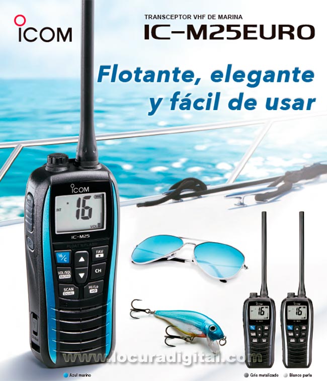 icm25 azul portátil vhf banda marina color azul ipx7 