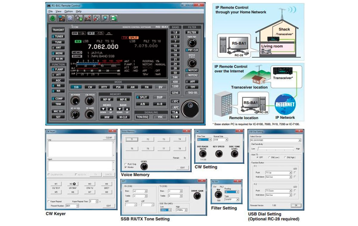 Icom RS-BA1 Software de control remoto para emisoras IC-7XXX