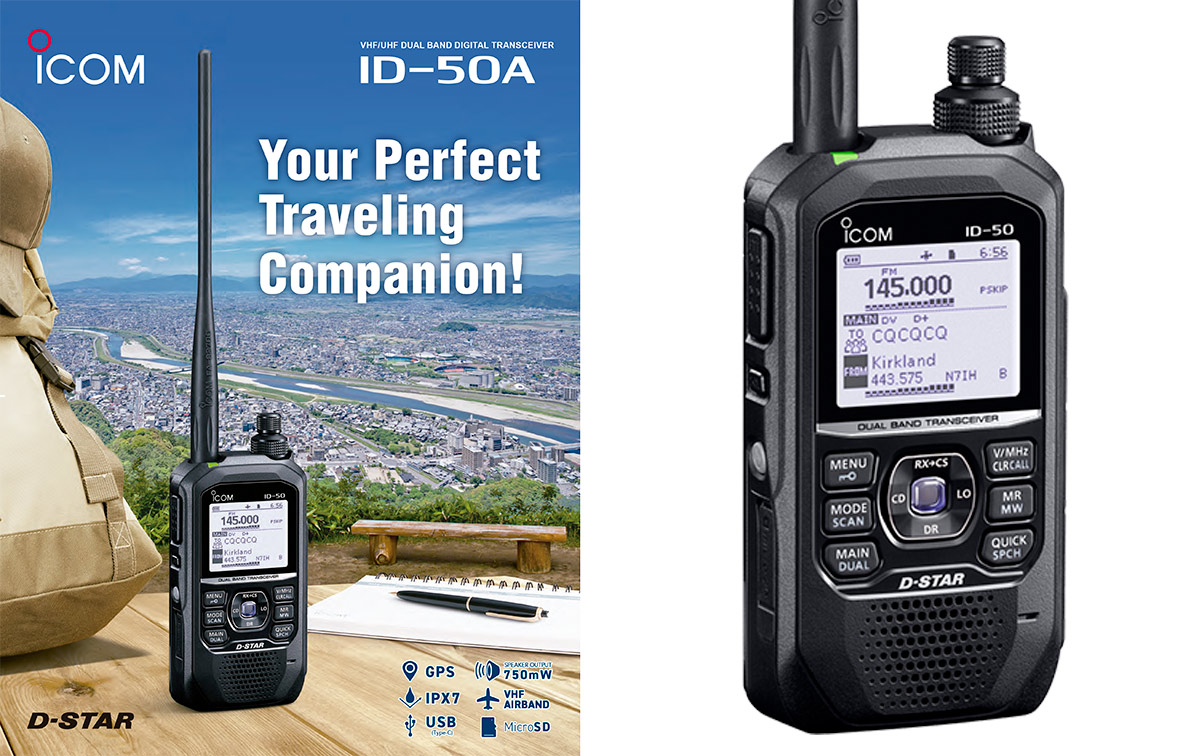 ICOM ID-50E es un walkie-talkie de doble banda con capacidades digitales y compatibilidad con el sistema D-STAR. Es una opción versátil para comunicaciones de radioaficionados, actividades al aire libre y situaciones donde se requiere una comunicación confiable y de alta calidad en formatos digitales 