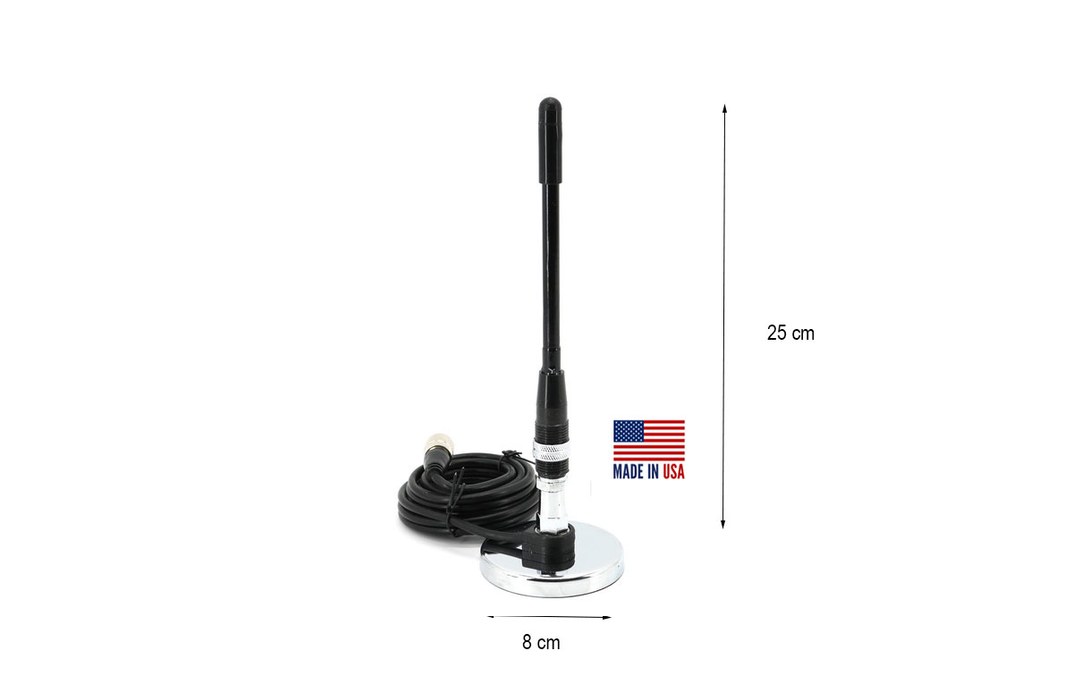 PROCOMM JBC-112-8 Antena vehiculo base iman 8 cm CB27 Longitud 25 cm