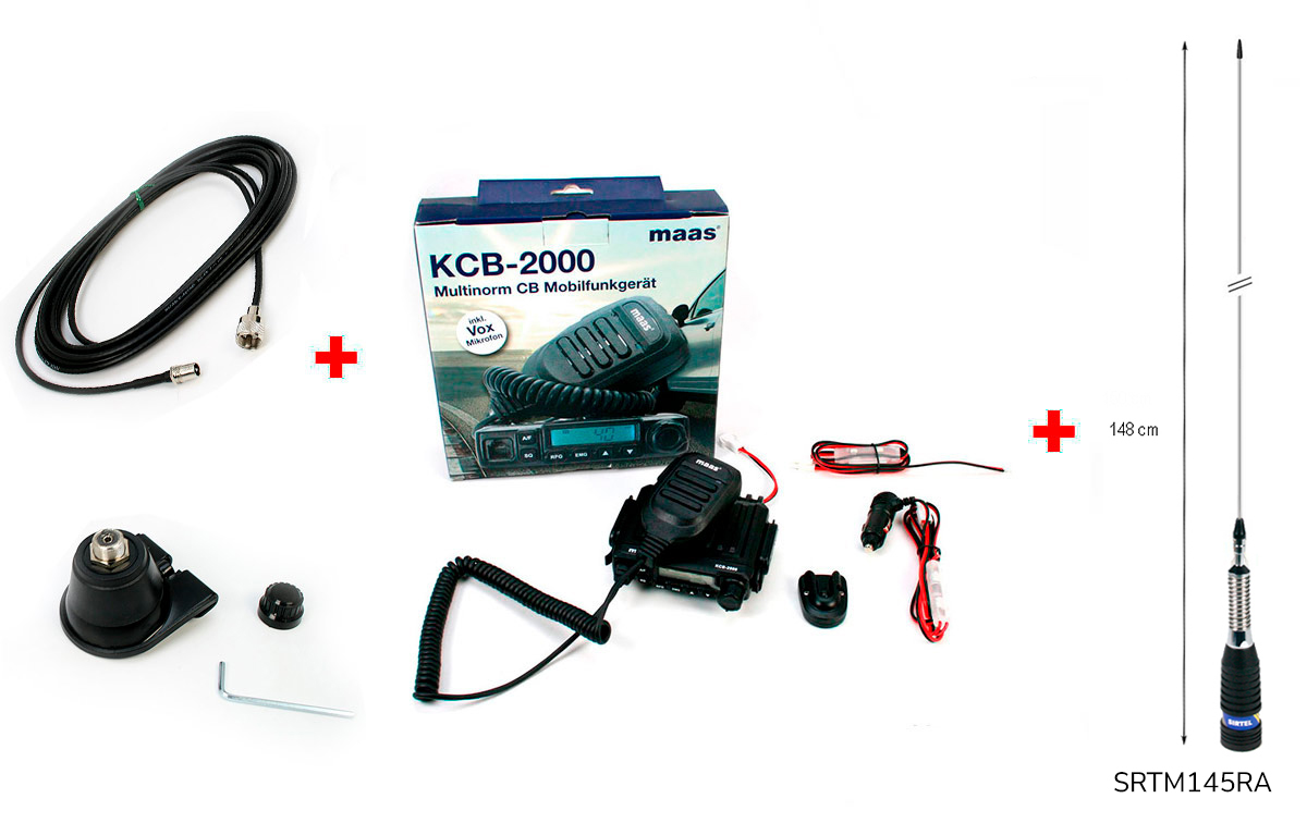 MAAS KCB-2000 BL12 Emisora CB 27 Mhz 40 AM/FM + Antena 145 cm