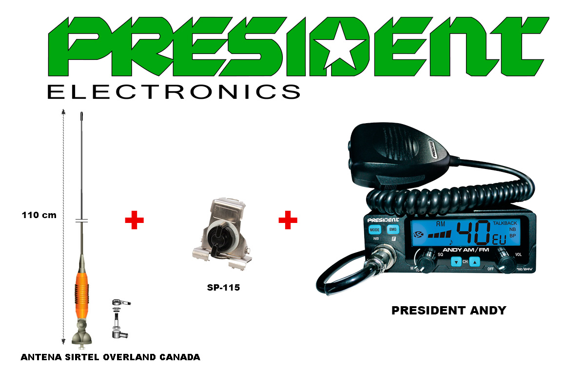 PRESIDENT ANDY KIT-10 emisora AM/FM 12/24 V 40 Canales