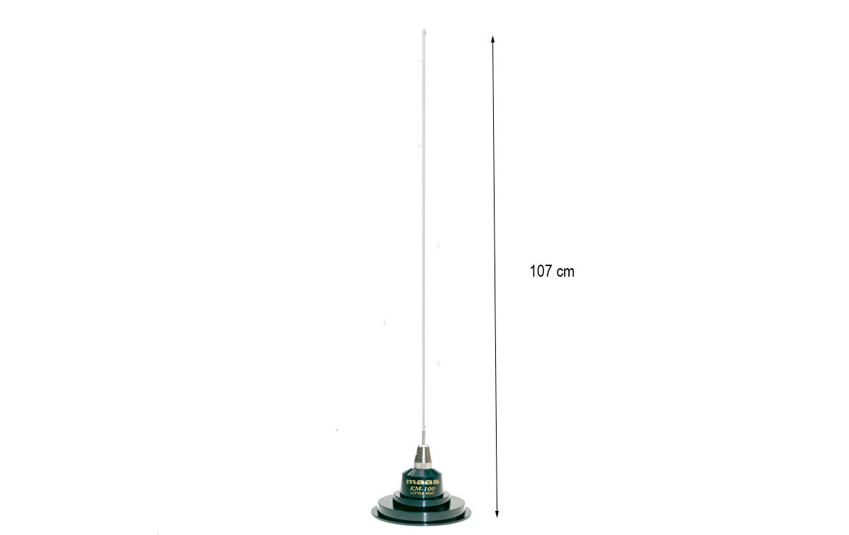 Antena CB-27 Mhz longitud 1,07 mts con base iman diametro 9 cm cable longitud 4,7 mts