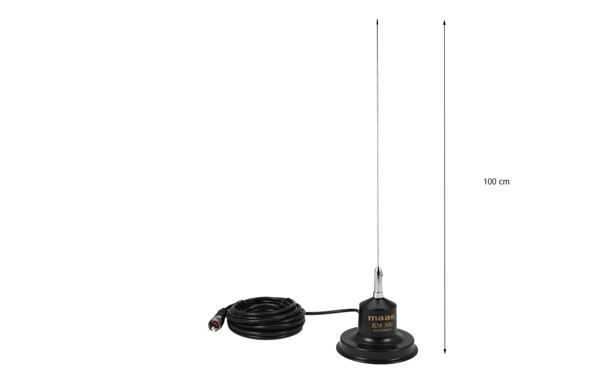 Antenne MAAS KM-500 avec base magnétique CB 27 Mhz Longueur 1 m