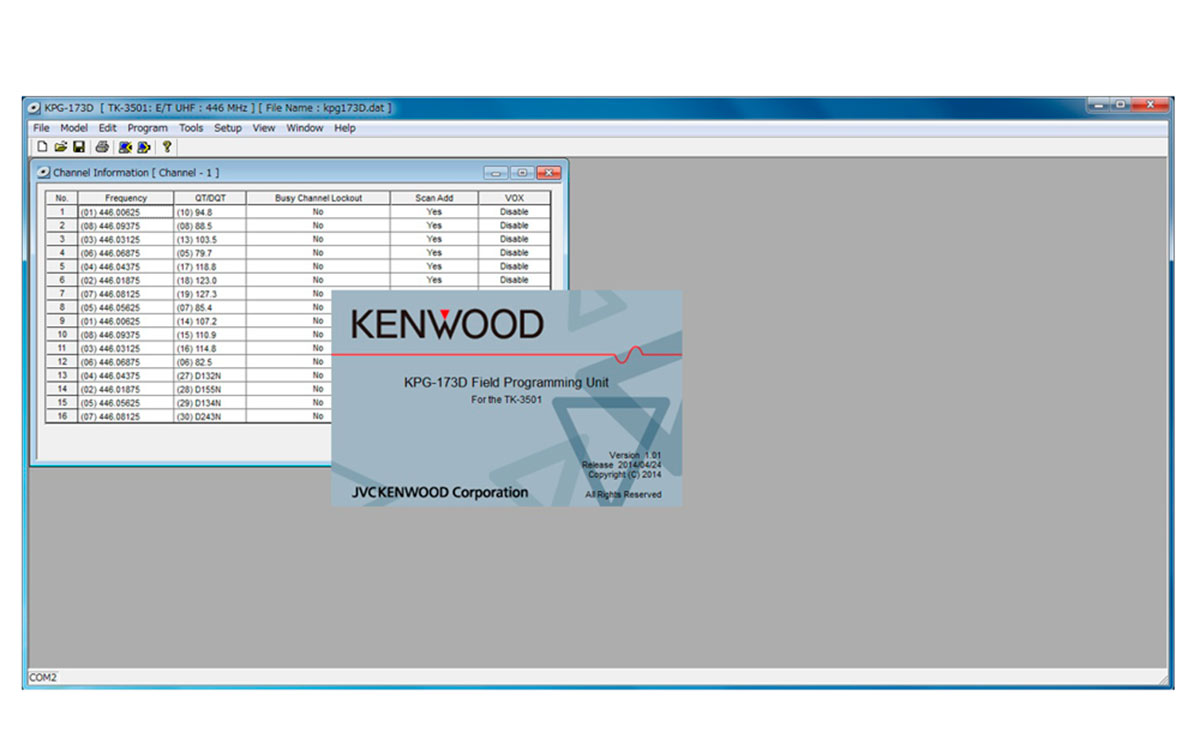 KPG173D software de programacion walkie TK3501