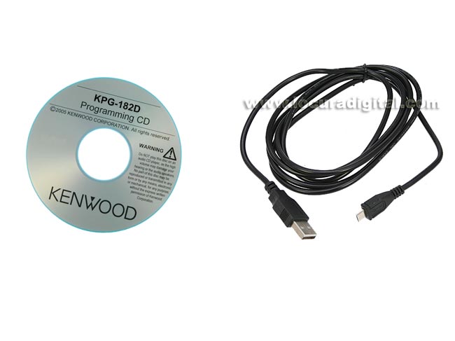 KPG182D Cable de programación USB a MICRO-USB B,   SOFTWARE de gestion para KENWOOD PKT-23. Además de datos, este cable puede servir para cargar el walkie desde un ordenador por el propio conector del aparato.