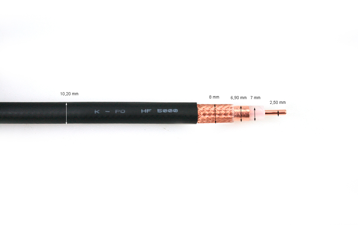 KPO HF-5000 Cable Coaxial baja perdida diametro 10,20 mm vivo solido 